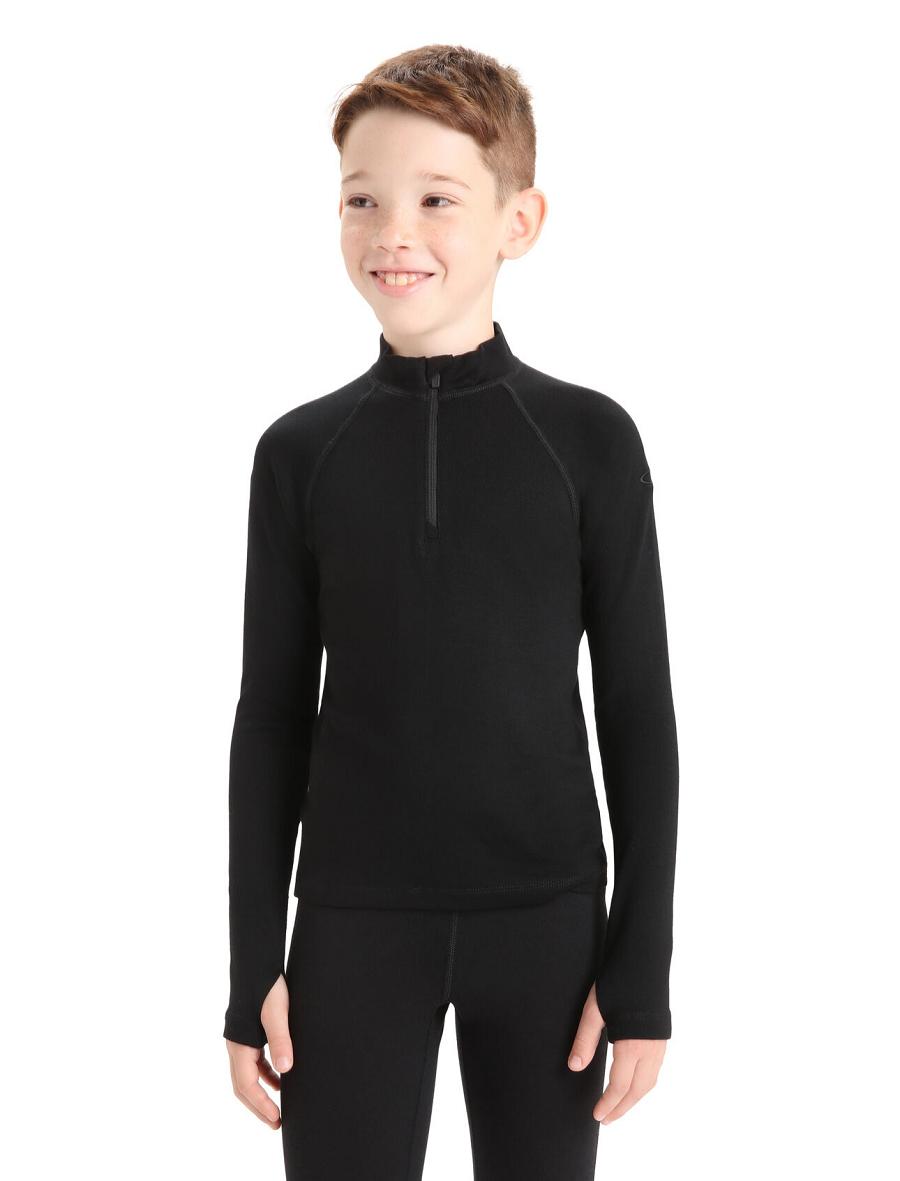 Long Sleeve Icebreaker Merino 260 Tech Half Zip Thermal Top Enfant Noir | FR 1941FDNM